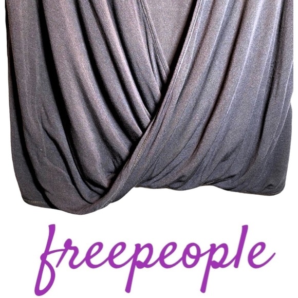 FREE PEOPLE Cross Draped Short Sleeve Jersey Blouse, Size XS - Picture 6 of 9